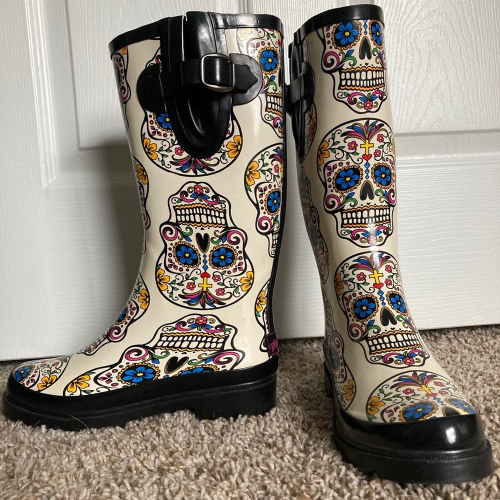 Sugar Skull Rainboots